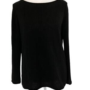 Uniqlo Cashmere Sweater Black  size S Boat Neck Knit Exposed Seams
